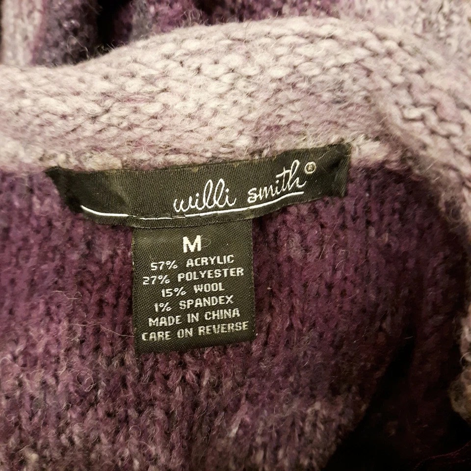 Suéter para mujer Willi Smith talla M, poliéster morado, acrílico cuello de cuervo Foto 2 de 4
