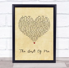 The Best Of Me Vintage Heart Song Lyric Quote Print