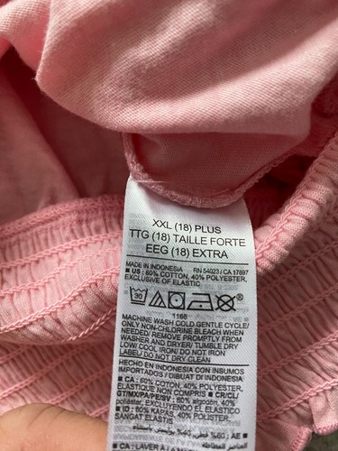 Blusa Plisada Antigua Azul Marino Niña Manga Corta Fuera del Hombro Rosa Talla XXL 18 - Imagen 8 de 9