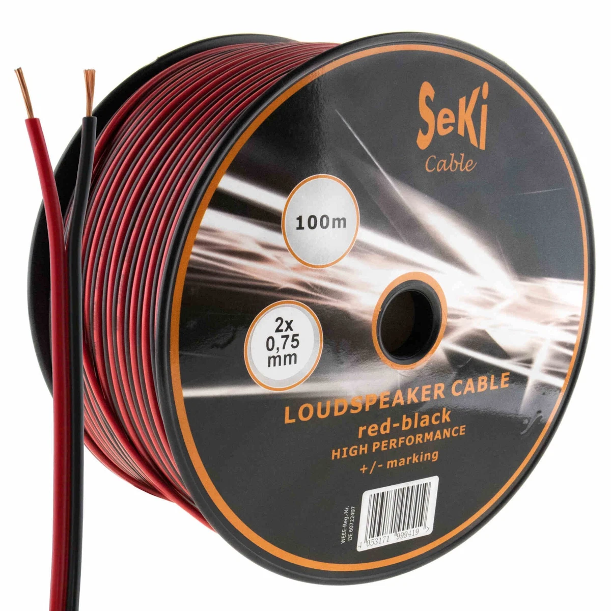 Lautsprecherkabel 2x0,75mm² - 100m - rot-schwarz - CCA 