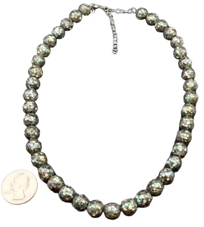 Colar Estate Ross Simons prata esterlina mosaico concha Abalone 17-20" QVC - Imagem 2 de 4