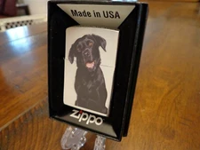 BLACK LAB LABRADOR RETRIEVER DOG BRUSH CHROME ZIPPO LIGHTER MINT IN BOX