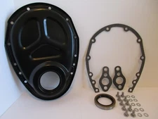 SB CHEVY BLACK TIMING CHAIN COVER,GASKET,SEAL,BOLT KIT SBC 283 327 350#7122Kit 