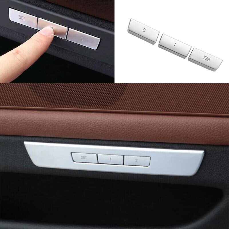 Trim Fit For BMW 5 Series Car Seat Memory Switch Button Cover 11-17 Matte Silver