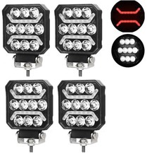 4x LED Lavoro Pois Luce Lampada Bianco Rosso 12v 24v Omologato 6500K Slim Design