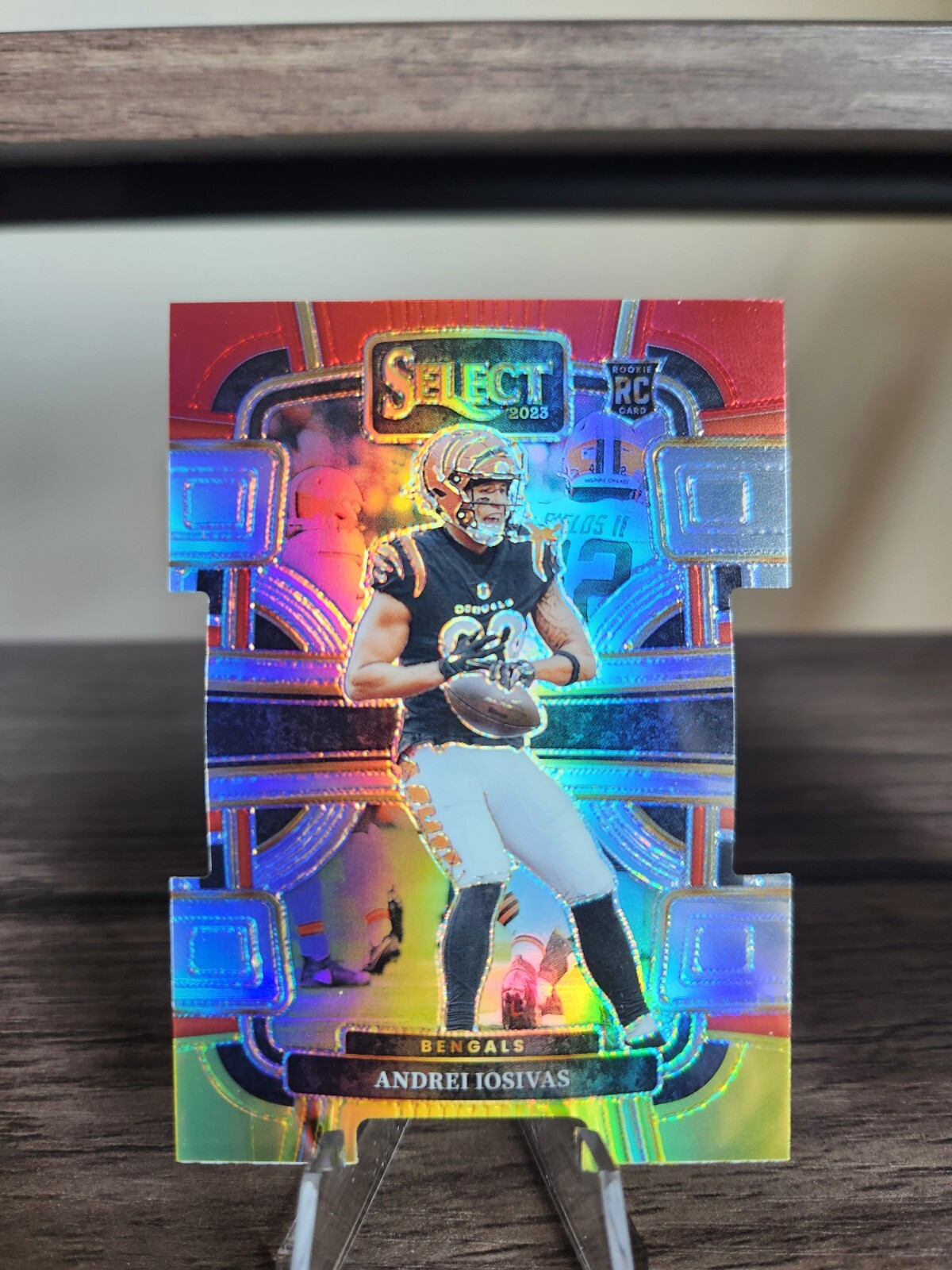 2023 Select ANDREI IOSIVAS RC Red Yellow Die Cut Prizm + Base RC Bengals