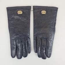 Gucci Unisex Black Lambskin Leather Interlocking G Charm Gloves 8/S 598909 1000