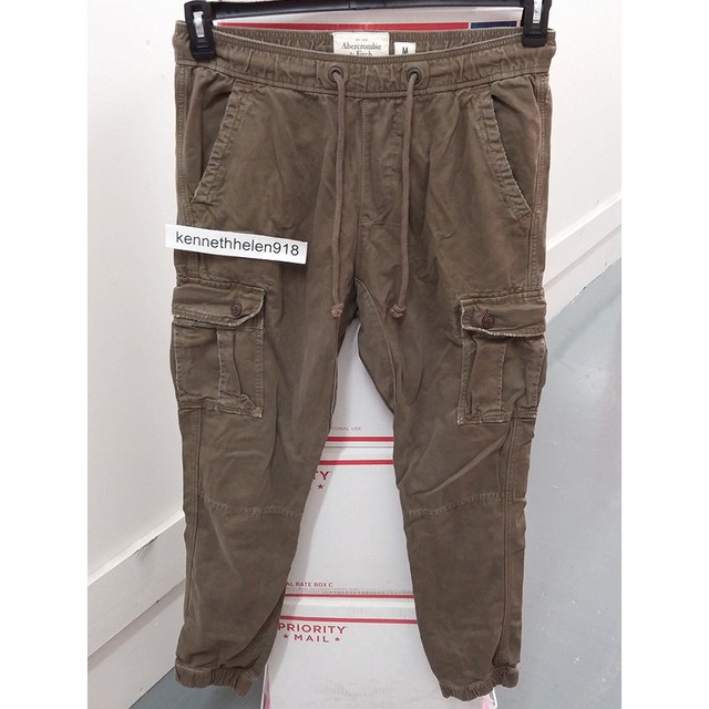 ABERCROMBIE & FITCH MENS CARGO JOGGER CHINOS PANTS BROWN SIZE LARGE A&F