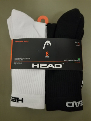New Head Mens 8 Pair Cushioned Crew Socks.