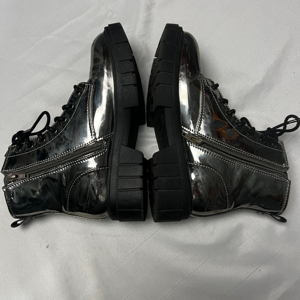 SAOLA Stivaletti da combattimento Madden NYC metallizzati plateau suola a strappo zip argento 4