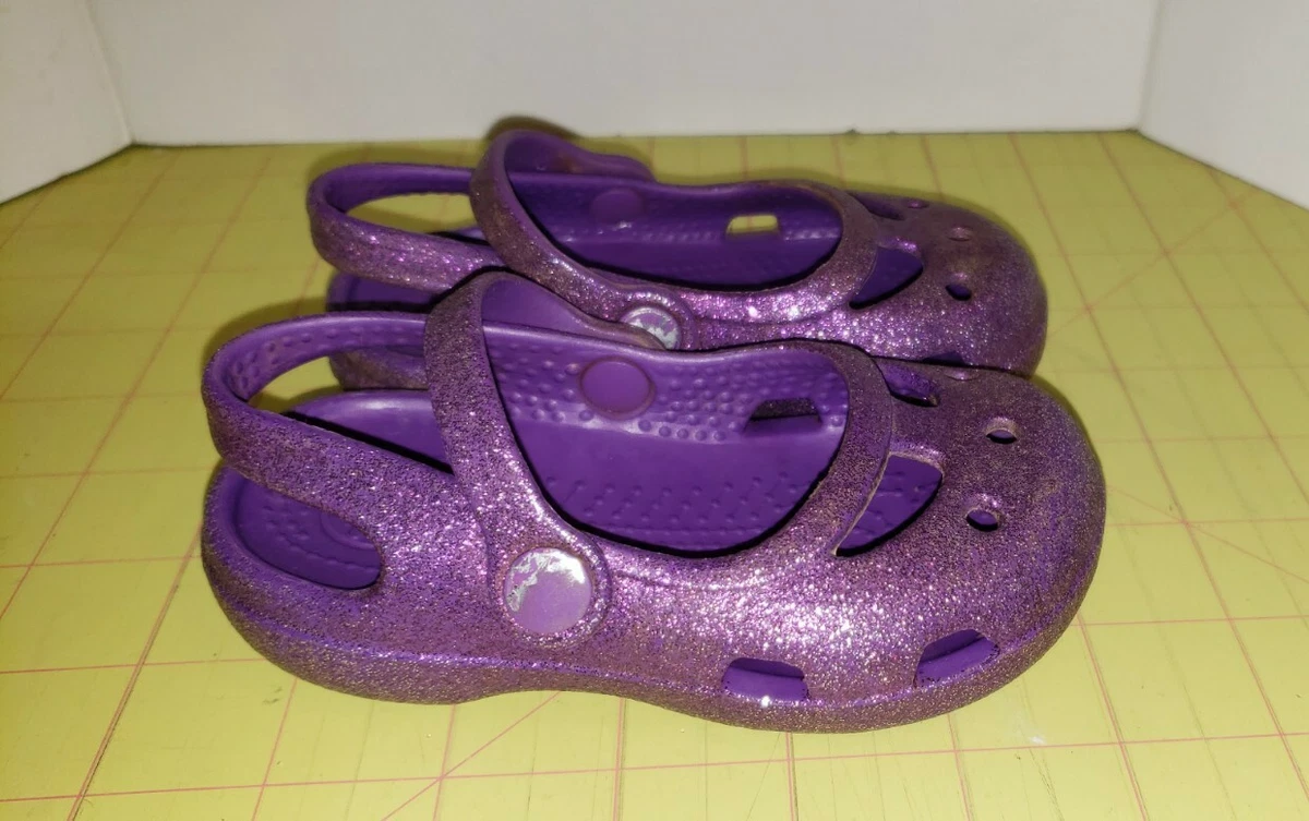 Crocs Purple Glittery Rubber Sandals Toddler Size 5
