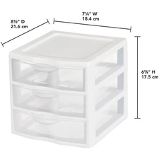 Sterilite 3 Drawer Unit Plastic, White