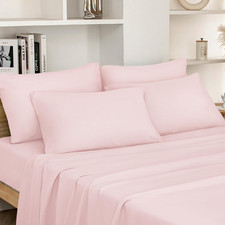 Full Size Bed Sheets - 6 Piece Set Pale Pink - Extra Soft Brushed Microfiber 1