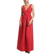 Sachin Babi Katrina Red Evening Gown Cut Out Back A-Line Taffeta Dress Size 6