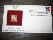 2001 United We Stand Purpose Pride Determination Replica Golden Cover Stamp