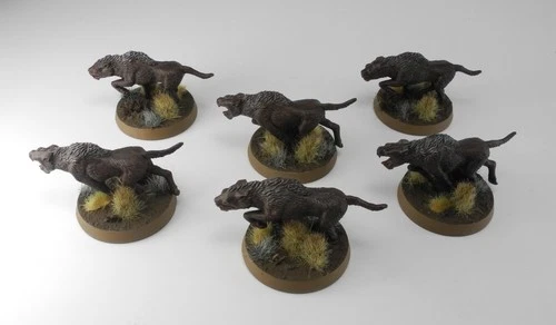6 WARGS (no riders) Plastic Lord of the Rings LOTR Evil Mordor Orcs Army 35