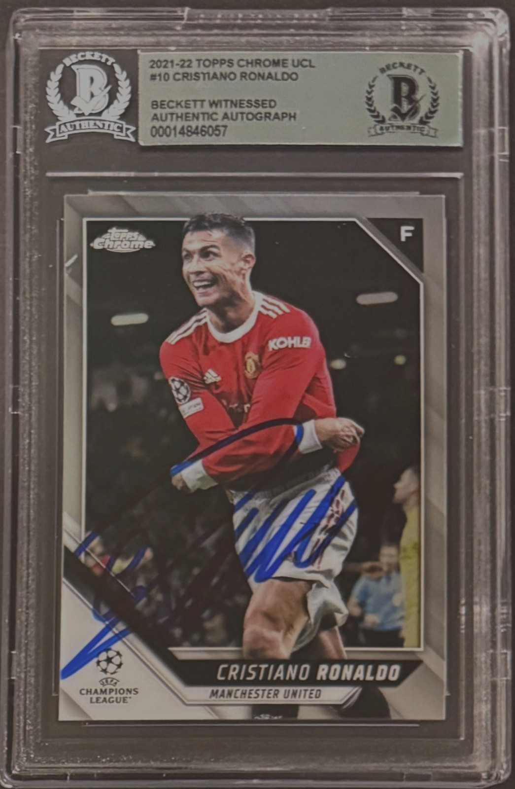 2021-22 TOPPS Chrome UCL #10 Signed Cristiano Ronaldo Beckett BAS Authentic AUTO view 1