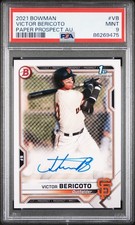  2021 1st Bowman Prospect Victor Bericoto Auto PSA 9 Autograph SF Giants Mnt