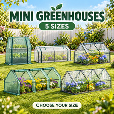 Green Fingers Mini Greenhouse Garden Plant Cover Steel Frame 5 Sizes PE PVC