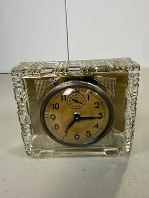 Vintage Gilbert Table Alarm Clock Glass Used (Read)