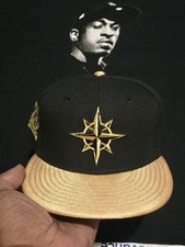 Exclusive Seattle Mariners Fitted Hat 7 3/8-Black/Gold Rakim Sneakertown- New