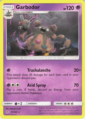 Garbodor Guardians Rising 51/145 Normal Pokemon TCG LP
