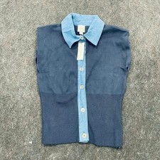MAEVE Anthropologie Collared Denim Muscle Sweater Vest Women's Size XS