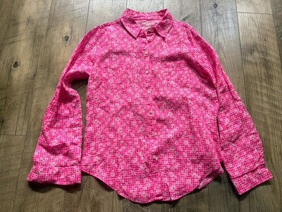 Lily Pulitzer Bright Pink 100% Linen Button Down Shirt Size small
