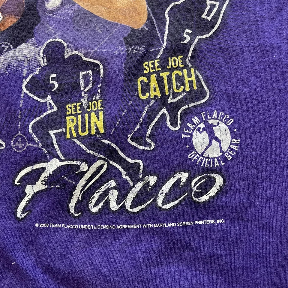 Camisa Baltimore Ravens Para Hombres XL Púrpura NFL Fútbol Joe Flacco 5 Gráfico Gildan Foto 4 de 4