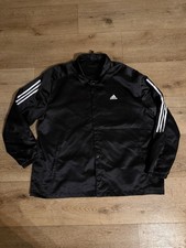 Adidas Mens Satin Jacket Snap Up Black Sportswear IB8395 2XL Coaching