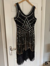 Black and Gold Flapper Style Dress Size XL (16/18) New Without Tags