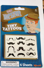 Mustache Ironic Hipster Tiny Tattoos Assorted Styles 6 Sheets