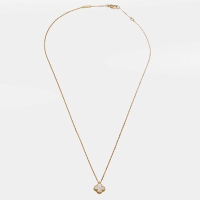 Van Cleef Arpels Sweet Alhambra Mother of Pearl 18k Yellow Gold Pendant Necklace
