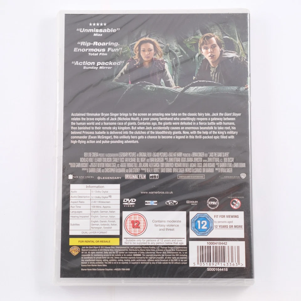 Jack the Giant Slayer DVD (2013) NEW Ewan McGregor Fantasy Movie Fairy Tale - Image 2 of 4
