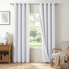 100 Blackout Shield Linen Textured Total Blackout Curtains for Bedroom 84 Inche