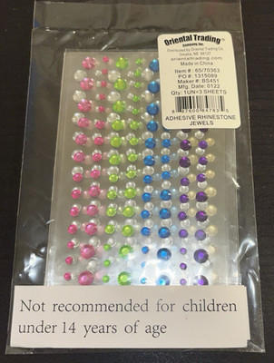 Oriental Trading Adhesive Rhinestone Crystal Stickers for Crafts Jewel
