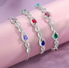 Personalized Engraved Infinity Bracelet For Mom 2-4 Names And Birthstones