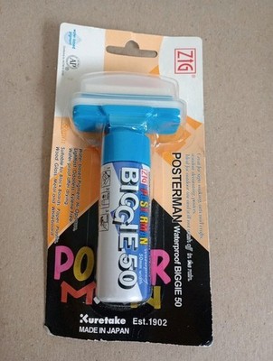Light Blue Zig Posterman Biggie 50 Waterproof Art Sign Poster Pen Huge 50mm Nib