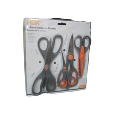 HDX 5 Pieces Scissors Combo Package Soft Handle Wave Pattern GRAY Orange