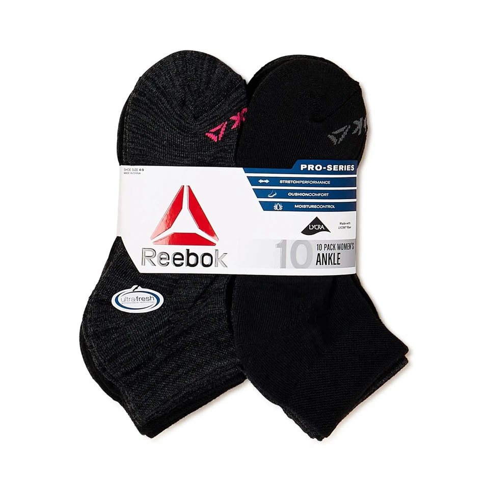 Meias femininas Reebok® Pro Series almofada tornozelo, pacote com 10 NOVAS!!! - Imagem 3 de 4