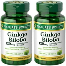 2 Pack GINKGO BILOBA 120mg - 200 Caps (2x100) [Exp 2027] Brain Function & Memory