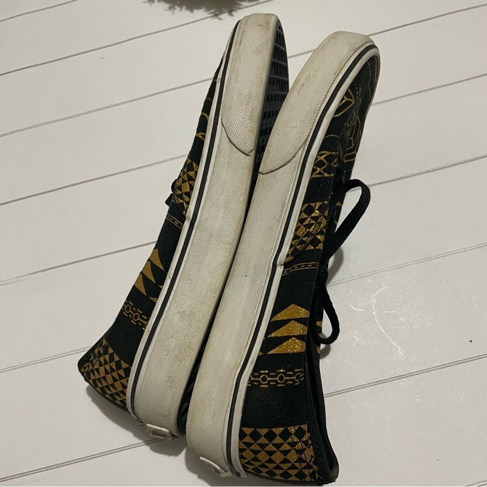 Vans Black Gold Aztec Tribal Southwest Lace Up Sneakers Shoes Women’s Size 8 thumbnail 6