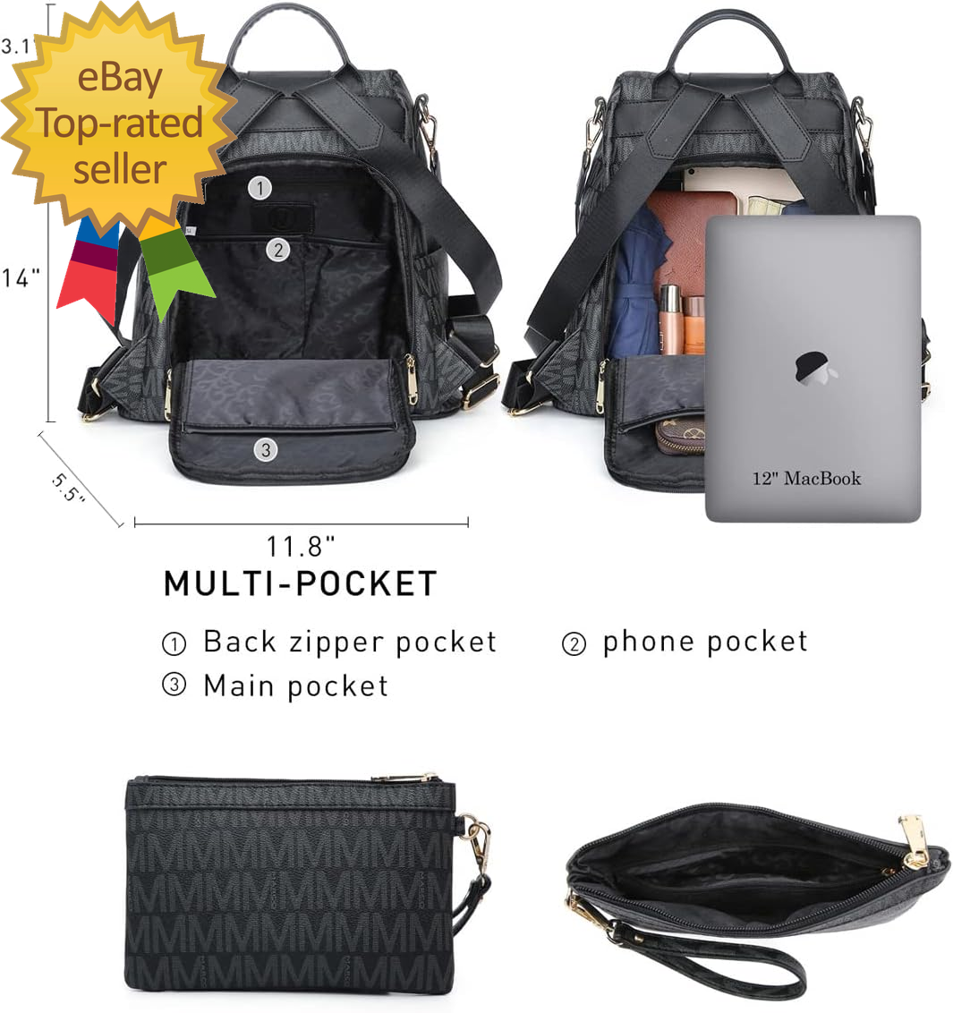 MKP Women Fashion Backpack Purse Multi Pockets Signature  display picture 3