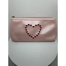 Cosmetic Bag Pink Heart Cutout Makeup Travel Accessories Small Cute