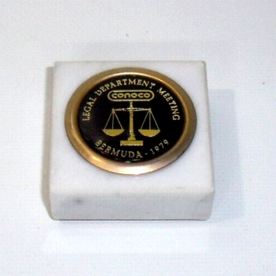 Conoco 1979 Legal Department Meeting In Bermuda Marble Paperweight, Rare!