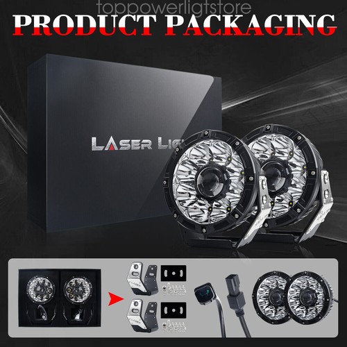 Uni-shine 2X 7 inch Osram Laser LED Driving Lights Round Black Offroad Truck 4x4 - Picture 9 of 9
