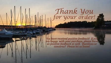 100 eBay Seller Single Sided Boats & Sunset Thank You Business Cards Free Ship