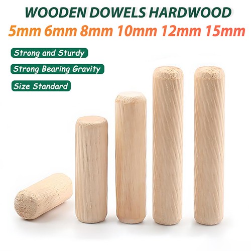 HARDWOOD DOWELS 5mm 6mm 8mm 10mm 12mm 15mm Wooden Chamfered Fluted Pin