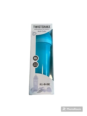 Twistshake Anti-Colic BPA Free 11oz Blue All-In-One Feeding Bottle Large 4+M