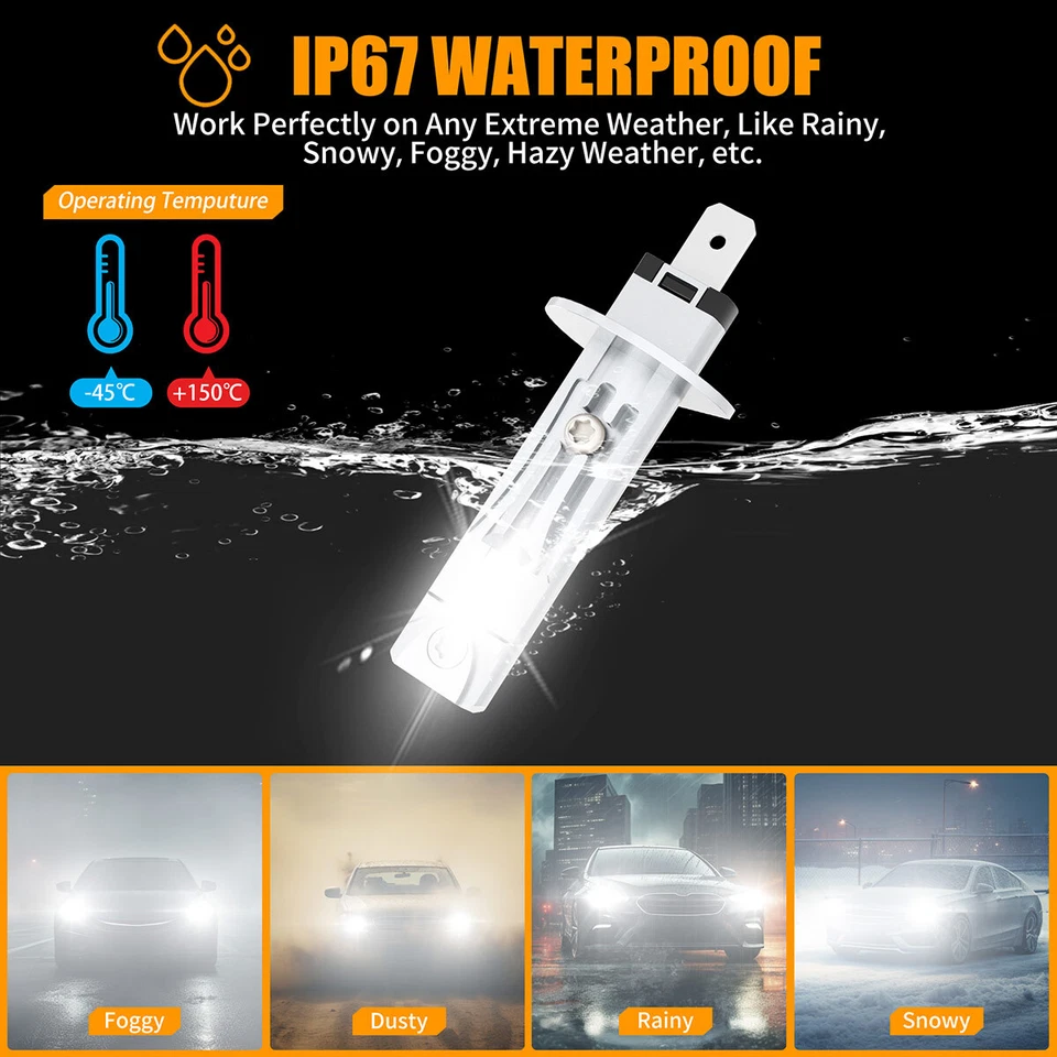 4X H1 LED Lights Combo High & Low Beam Bulbs Kit For Mazda 6 2003-2007 2008 - Image 4 of 4